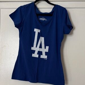 Dodgers Fanatics Blue LA Logo Women's Tee